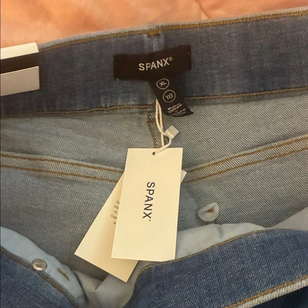 SPANX Women's Straight Leg Jeans in Blue - Picture 2 of 4